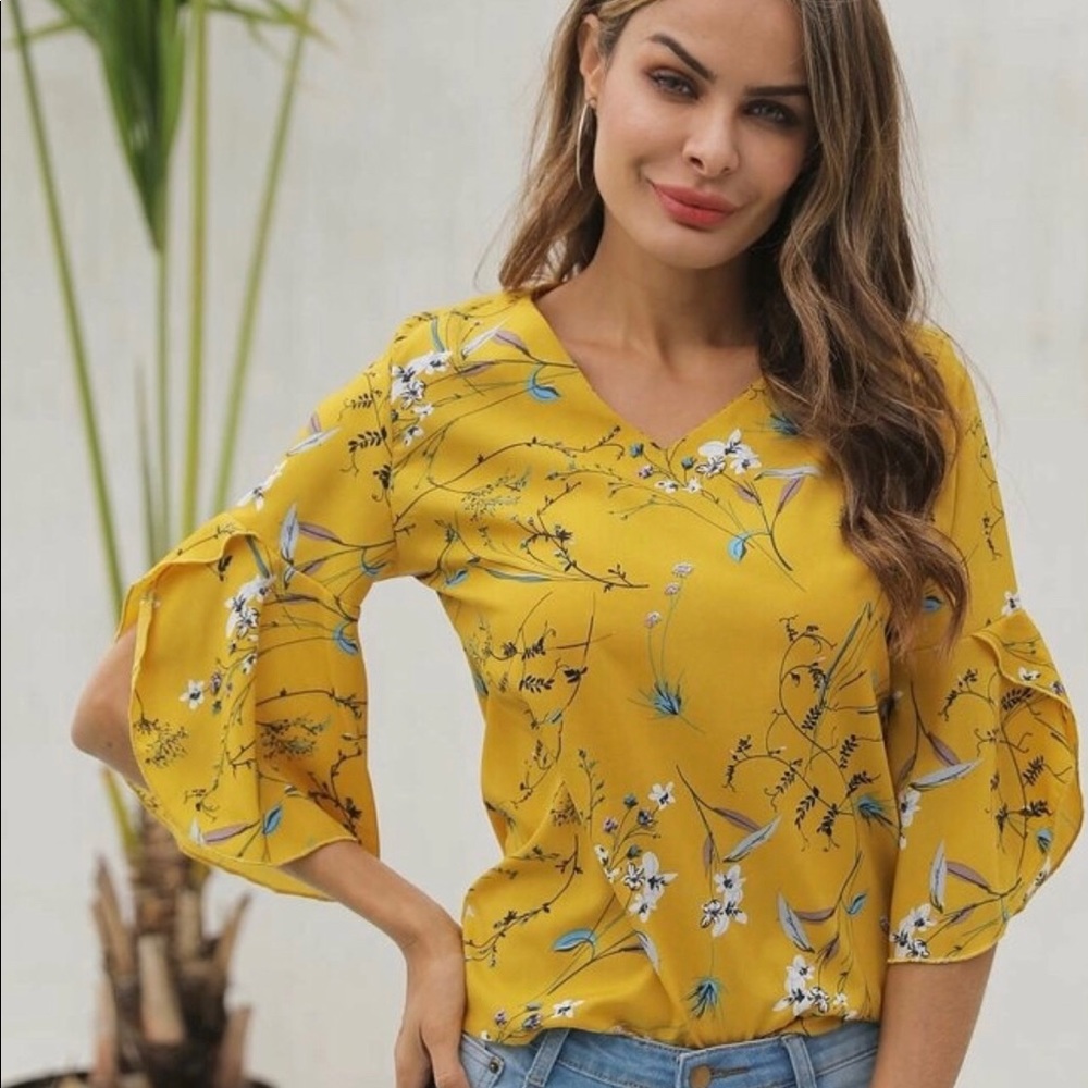 Camisa de vestir color amarilla mostaza